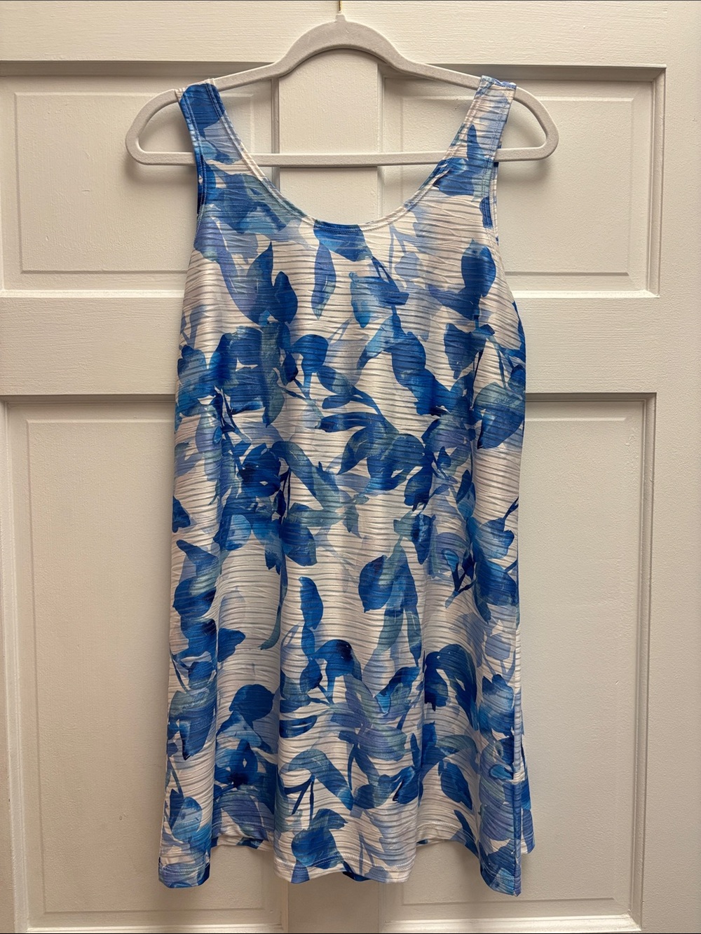 NEW J. Valdi Bluebell Lattice Back Dress Swim Coverup 10394 Blue Floral Stripe